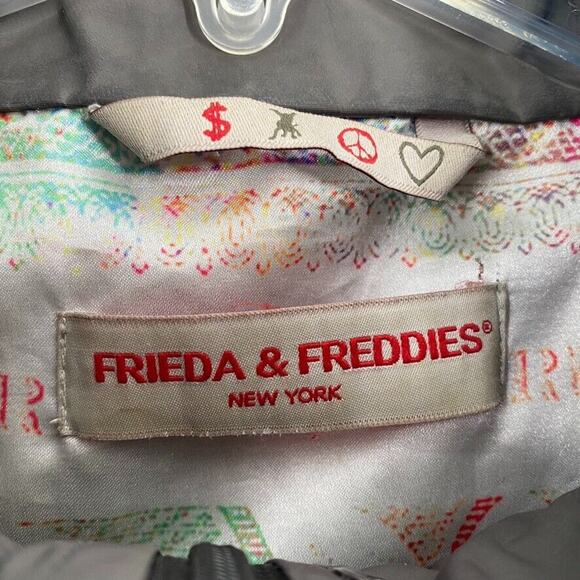 Frieda & Freddie's Womens Shell Rain Jacket Cinched Waist Gray Hooded Pockets S‎ - Picture 3 of 12